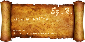 Sziklay Nóra névjegykártya